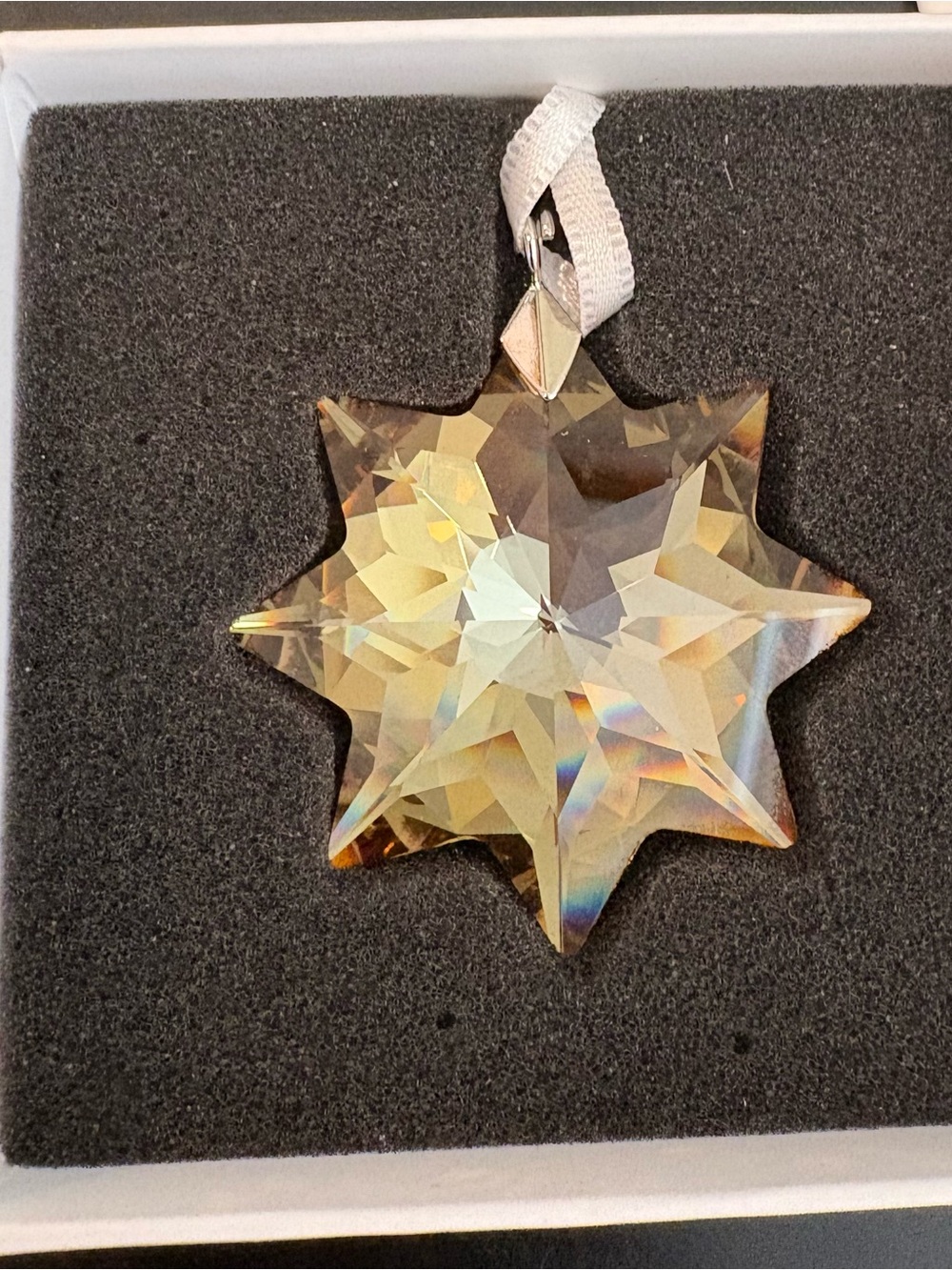 Swarovski Crystal Star Holiday Ornament - Champagne Gold